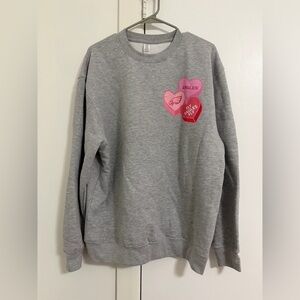 EAGLES Gray Sweatshirt with Pink and Red Heart Design